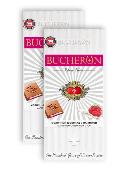 Шоколад молочный BUCHERON BLANC EDITION малиново-сливочный мусс 2 шт по 85 г.