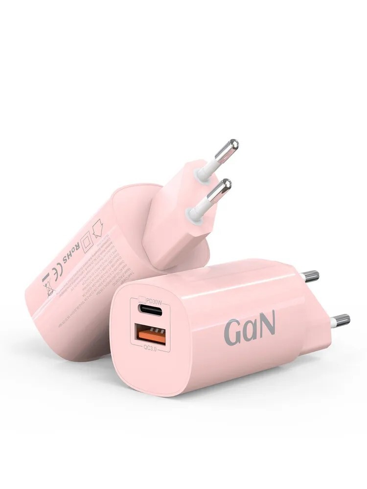 Зарядное устройство FosTrc, GaN, 30 Вт, с USB-A и USB-C,  PD/QC 3.0 (с картой банка-партнёра, из-за рубежа)