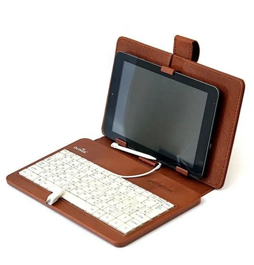 Клавиатура чехол DeTech для планшета micro usb, 7" дюймов (с банками-партнерами)