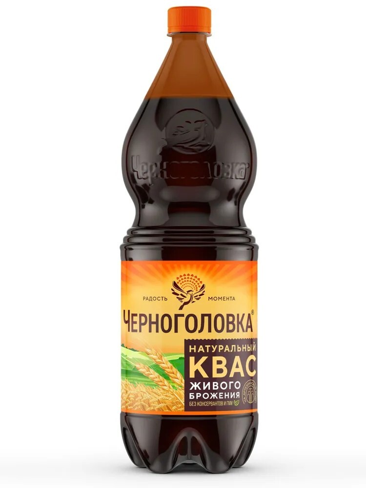 Квас живого брожения Черноголовка газированный 2 л (с банком-партнёром)
