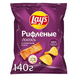 Чипсы картофельные Lay's Рифленые Сливочный лосось, 140г