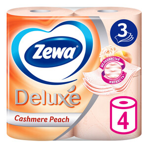 [Воронеж, РнД] Туалетная бумага Zewa Deluxe Персик, 3 слоя, 4 рулона