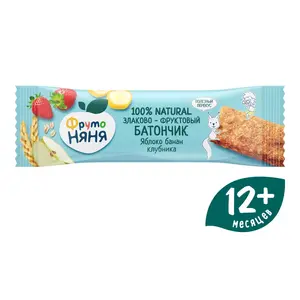 Злаково-фруктовый батончик ФрутоНяня Яблоко-Банан-Клубника, с 1 года, 25 г