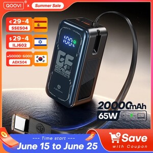Внешний аккумулятор QOOVI 20000 мАч Power Bank PD 65W