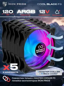 Комплект вентиляторов Iron Pride COOL BLADE F3 120 мм, ARGB, 5 шт. (с Озон картой)