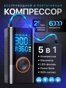 Компрессор автомобильный портативный (+ возврат 205₽, с кошельком WB)