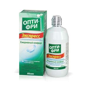 Раствор для контактных линз Опти-Фри Экспресс с контейнером, 355 мл, срок годности ИЮЛЬ 2026 (с картой OZON и бонусами продавца)