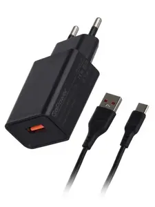 Сетевое зарядное устройство с кабелем Type-C 2.4A 12W черное (с озон-картой)