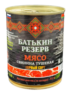 Свинина тушеная Первый сорт ГОСТ Батькин резерв, 338 г х 1 шт (с картой OZON)