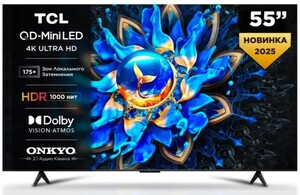 Телевизор 55" TCL Q6CS, QD-Mini LED, 60 Гц/VRR 2K@120 Гц, Google TV (с подпиской и ВБ кошельком)