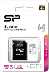 Карта Silicon Power Superior microSDXC 64gb UHC U3
