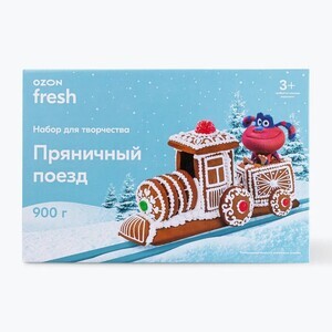 Творческий набор из имбирно-медовых пряников Ozon fresh Пряничный поезд, 900 г. (с картой OZON)
