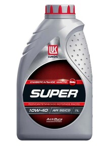 Моторное масло Лукойл СУПЕР полусинтетическое SAE 10W-40, API SG/CD, 1 л