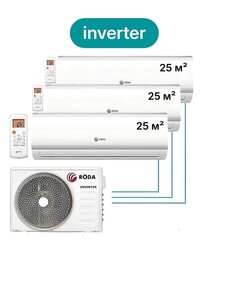Инверторная сплит система на 3 комнаты roda RUI-3M27BB (с картой OZON)