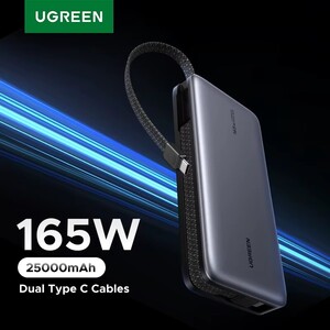Внешний аккумулятор UGREEN PB552 25000 мАч, 165 Вт, 4 выхода, Type-C