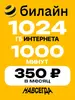 Сим карта билайн 1 ТБ (1024 ГБ) + 1000 минут за 350 руб в месяц (вся Россия, раздача Wi-Fi)