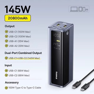 Внешний аккумулятор Baseus EnerGeek GP12, 145 Вт, 20800 мАч, дисплей, доставка из РФ (с купоном продавца)