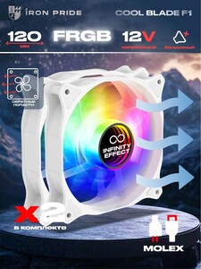 Комплект вентиляторов Iron Pride COOL BLADE F1White 120мм FRGB (2шт) (с банком-партнёром)