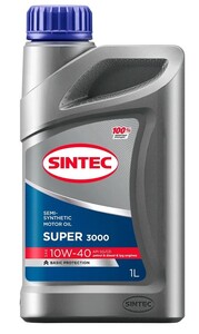 Полусинтетическое моторное масло SINTEC SUPER 3000 10W-40, 1 л (с банком-парнёром, с бонусами продавца)