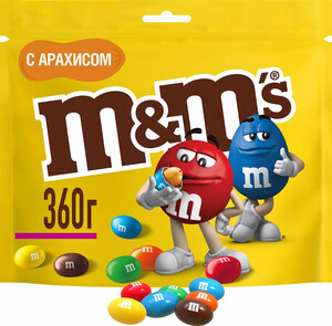 Конфеты шоколадные драже M&M's молочный шоколад с арахисом, 360 г